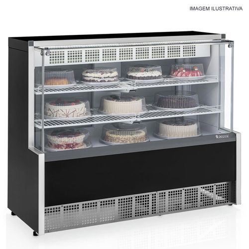 Balcão Vitrine Refrigerada Aurora para Confeitaria GPEA-140R PR Dupla Ação Gelopar Preto 220v