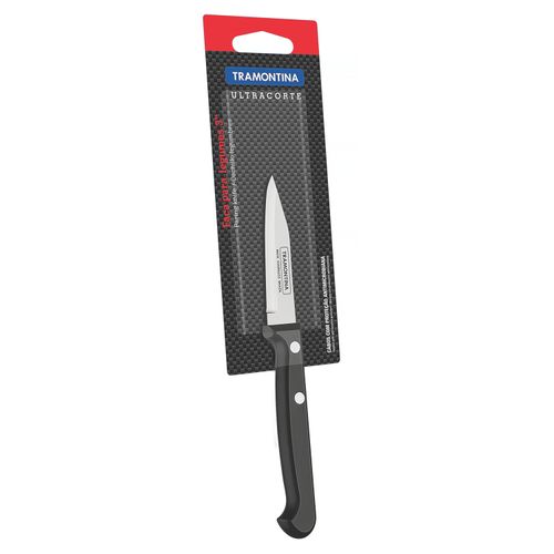 Faca para Legumes 3" Ultracorte Tramontina em Aço Inox Cabo Preto