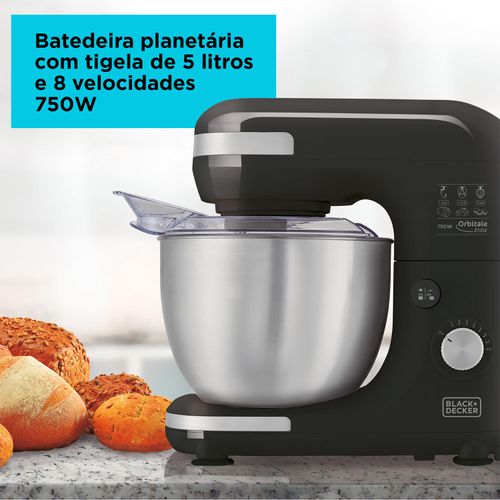 Batedeira Planetária Orbitale Black e Decker 5 Litros Preta  127v