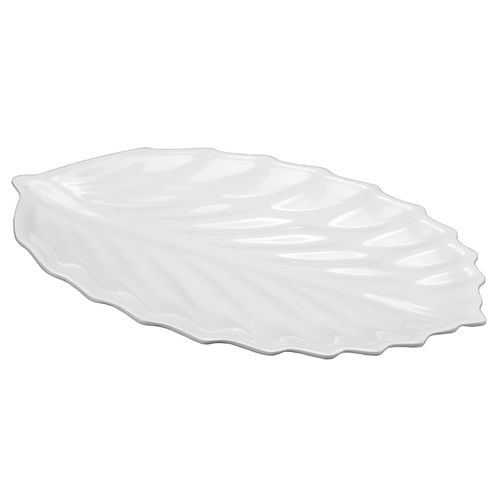 Travessa Rasa Folha Gourmet Mix em Melamina Branca 42 cm