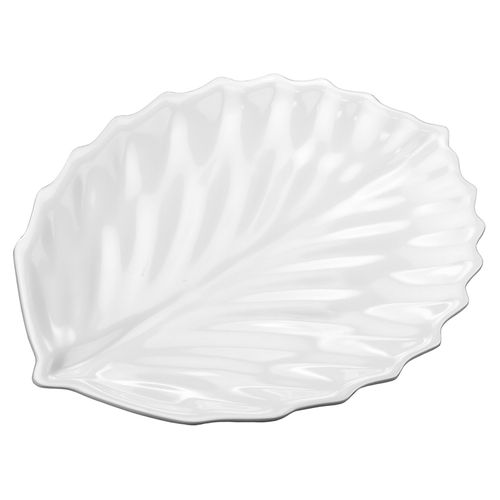Travessa Rasa Folha Gourmet Mix em Melamina Branca 42 cm
