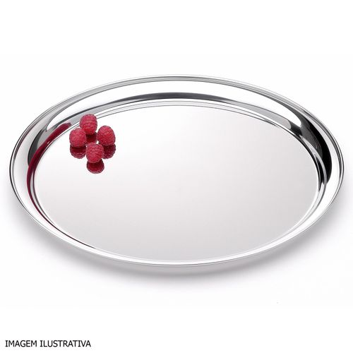 Bandeja Redonda Tramontina em Aço Inox 40 cm