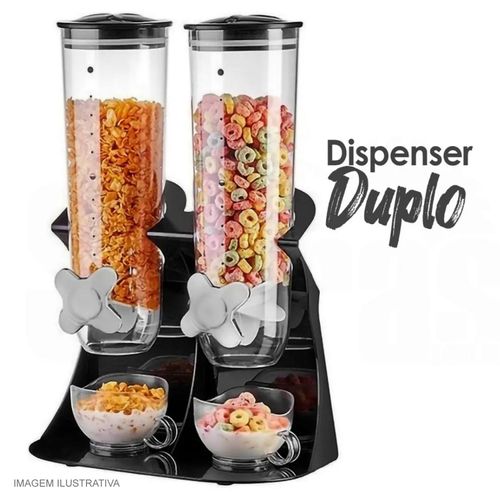 Dispenser de Cereais Duplo Redondo Mimo Style com Base Preta
