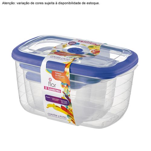 Conjunto de Potes Retangular Alto Sanremo com 3 Peças