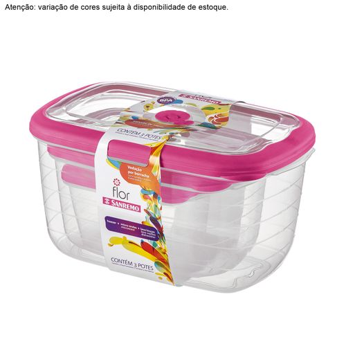 Conjunto de Potes Retangular Alto Sanremo com 3 Peças