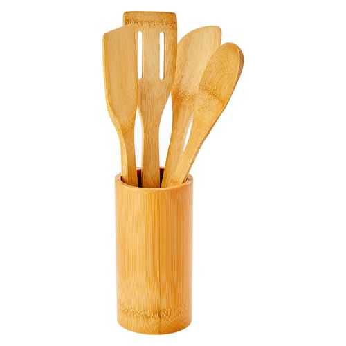 Conjunto de Utensílios Ecokitchen Mimo Style em Bambu com 5 Peças
