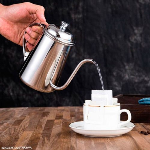 Bule Bico Fino Mimo Style em Aço Inox 650 ml com Tampa