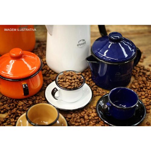 Bule de Chá Esmaltado Bico Curto 600 ml Azul Ewel
