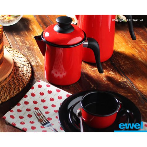 Leiteira Esmaltado 900 ml Vermelha Ewel