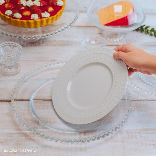 Sousplat Redondo de Cristal Ecológico Pearl Clear 32 cm Wolff