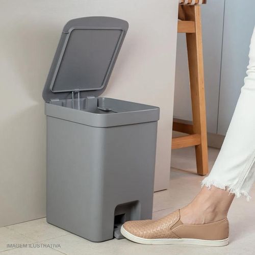 Lixeira Trium OU 12 Litros com Pedal Chumbo