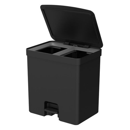 Lixeira Dupla Trium OU 20 Litros com Pedal Preta