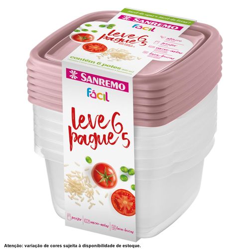 Conjunto de Potes Quadrado Sanremo 800 ml Leve 6 Pague 5