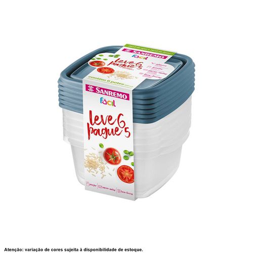 Conjunto de Potes Quadrado Sanremo 800 ml Leve 6 Pague 5