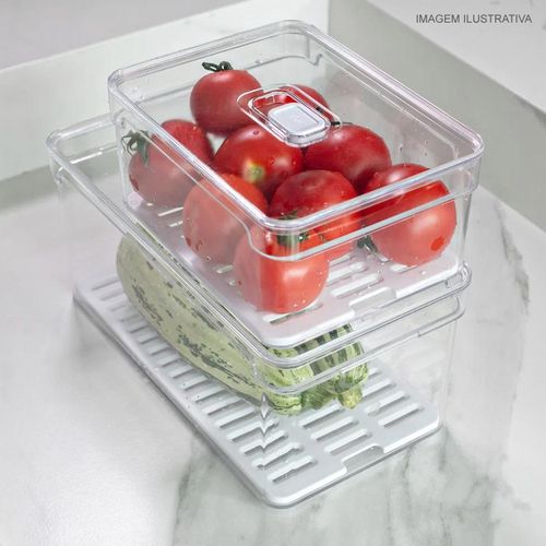 Organizador de Geladeira Clear Fresh OU Com Escorredor Interno 2,2 Litros