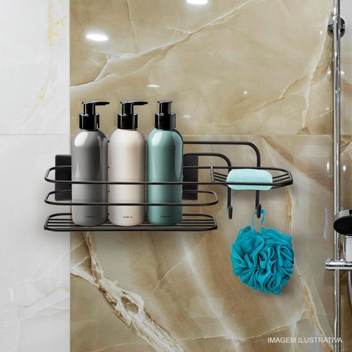 Suporte para Shampoo e Sabonete Arthi Dupla Face Preto