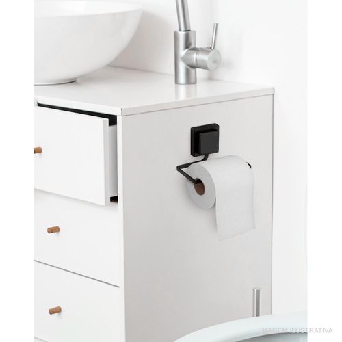 Suporte para Papel Higiênico Arthi com Dupla Face Preto