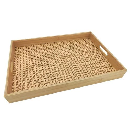Bandeja Retangular  Mimo Style Bambu Palhinha 39x28 cm
