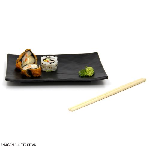 Travessa Retangular Sushi Gourmet Mix em Melamina Preta 20x14 cm