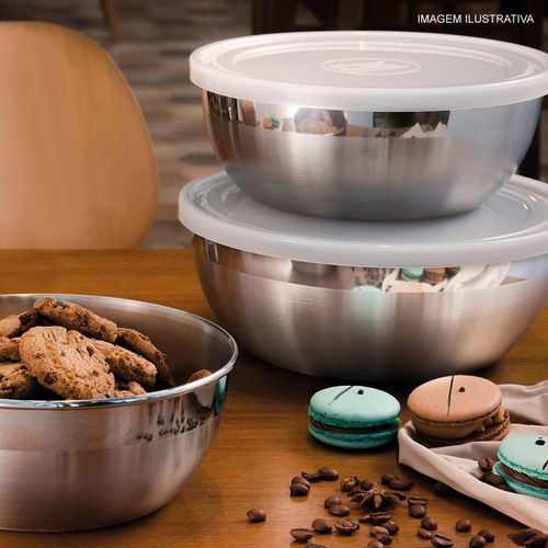 Conjunto de Potes para Mantimentos Freezinox Tramontina com 3 Peças em Aço Inox