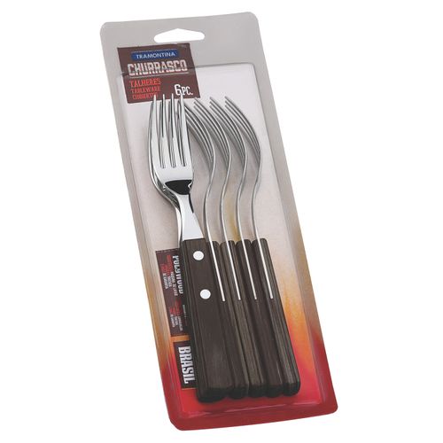 Conjunto de Garfos Mesa Polywood Tramontina 6 Peças em Aço Inox