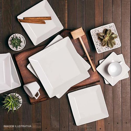 Prato Fundo Quartier White Quadrado Oxford 21x21 cm