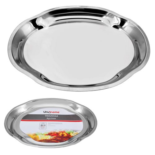 Travessa Oval em Aço Inox 51 cm Uny Home