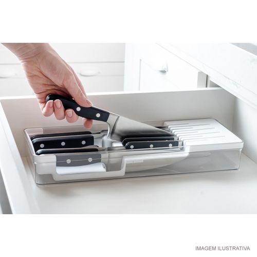 Organizador de Facas Clear OU 37,5x15x5,6 cm Branco