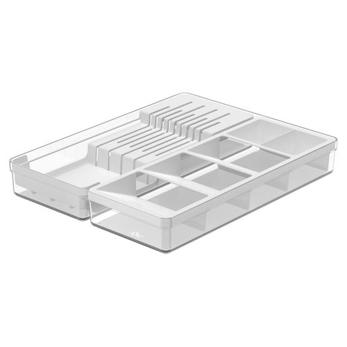 Organizador de Facas e Talheres Clear OU 37,5x30x5,6 cm Branco