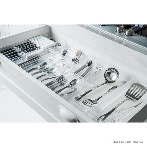 Organizador de Facas e Talheres Clear OU 37,5x30x5,6 cm Branco