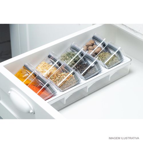 Organizador de Tempero Clear OU com 9 Peças Branco