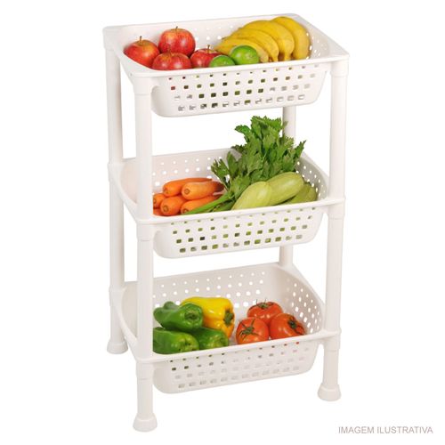 Fruteira com 3 Bandejas Branca Ordene