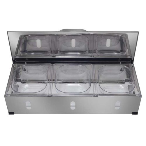 Condimentadora Pizzarola Aisa 3 Cubas com Tampa em Aço Inox
