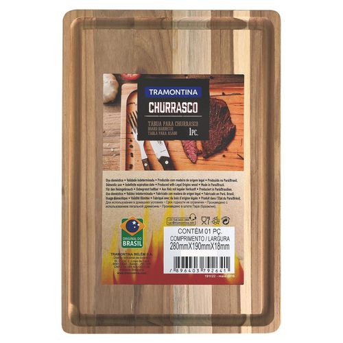Tábua Retangular para Churrasco Tramontina 40x27 cm em Madeira