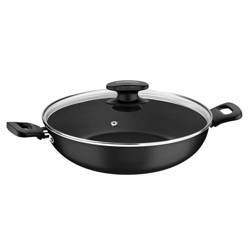 Panela Wok Loreto Tramontina  28 cm em Alumínio com Revestimento Antiaderente Grafite