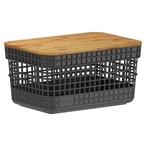 Cesto Organizador Grid 2,5 Litros com Tampa de Bambu Preto OU