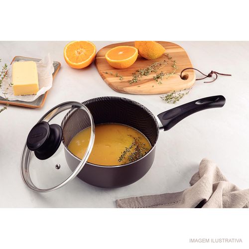 Panela Paris Tramontina 2 Litros em Alumínio 18cm com Tampa de Vidro Chumbo