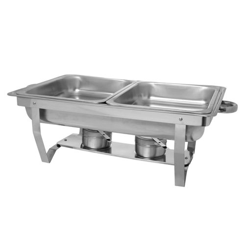 Rechaud Retangular Hauskraft 9 Litros com 2 Cubas em Aço Inox