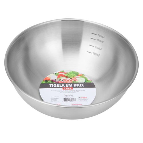 Tigela Uny Home 25 cm com Medidas em Aço Inox
