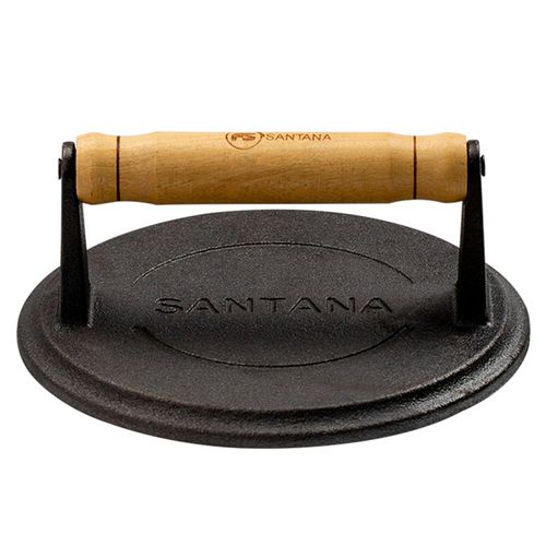 Prensador Para Bife Smash Burguer Santana 17x11 cm em Ferro Fundido