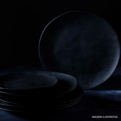 Prato Sobremesa Orgânico Preto Matte Porto Brasil 19,5 cm