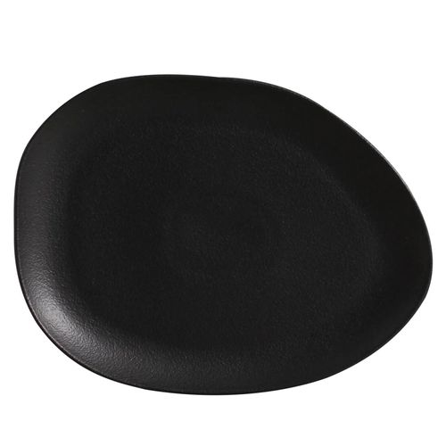 Prato Raso Oval Orgânico Preto Matte Porto Brasil 31x24 cm
