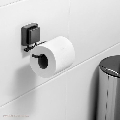 Suporte para Papel Higiênico Future com Ventosa Preto Fosco