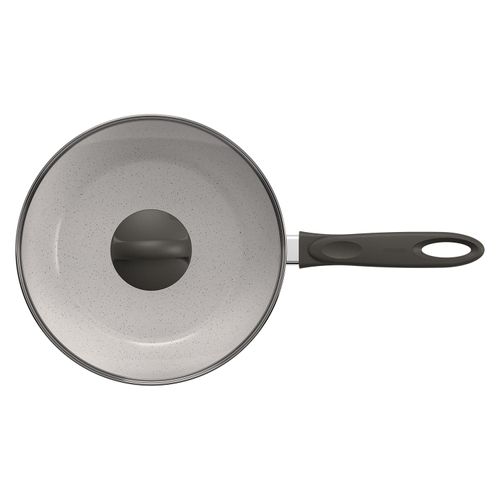 Panela Wok Suprema Ceramic Life Brinox 24 cm Antiaderente Vanilla com Tampa