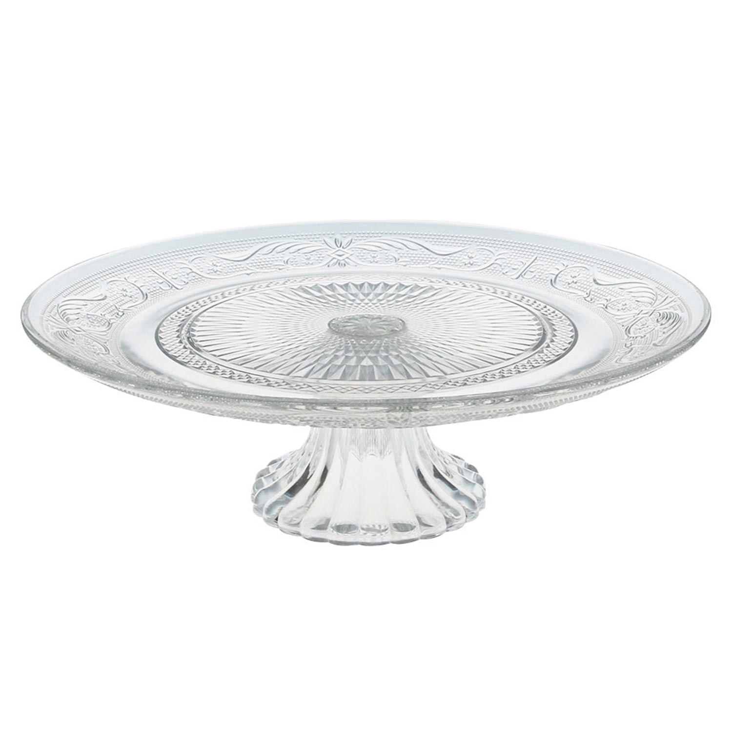 Prato Redondo Com Base Vitoriana 33x33cm Vidro VD24070 (MP)