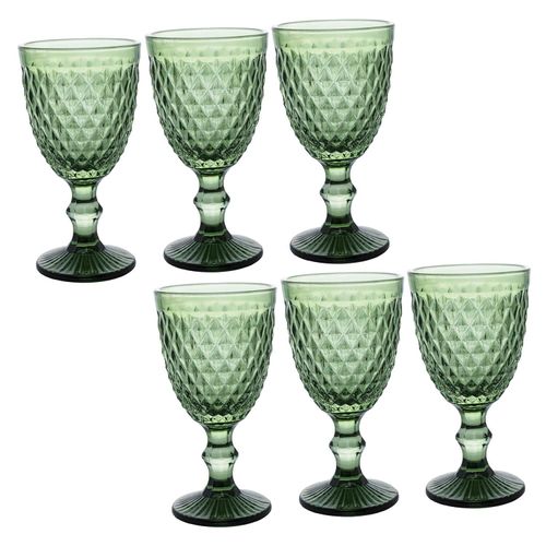Jogo de Taças para Água Bico de Abacaxi Lyor 325 ml Verde com 6 Peças