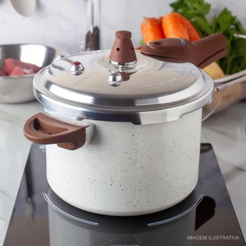 Panela de Pressão Antiaderente Ceramic Life Pressure Brinox 4,2 Litros com Indução Vanilla