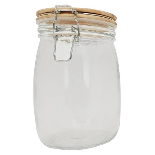 Pote Hermetico de Vidro Mimo Style com Tampa de Madeira  1 Litro