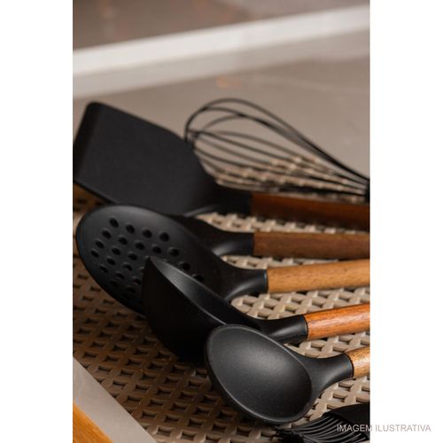 Concha de Silicone Preto Paramount com Cabo Madeira 33 cm