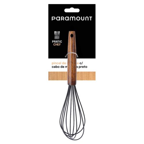 Batedor Fouet Preto Paramount com Cabo Madeira 26 cm